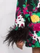 Saint Laurent платье мини с цветочным принтом и перьями