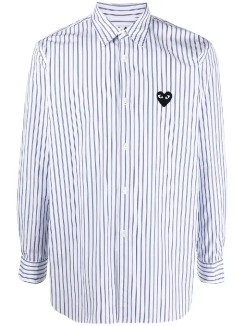 Comme Des Garçons Play pinstripe heart-embroidery shirt