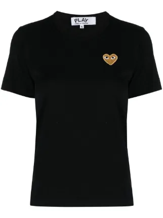 Comme Des Garçons Play Camiseta Com Bordado De Coração | Preto