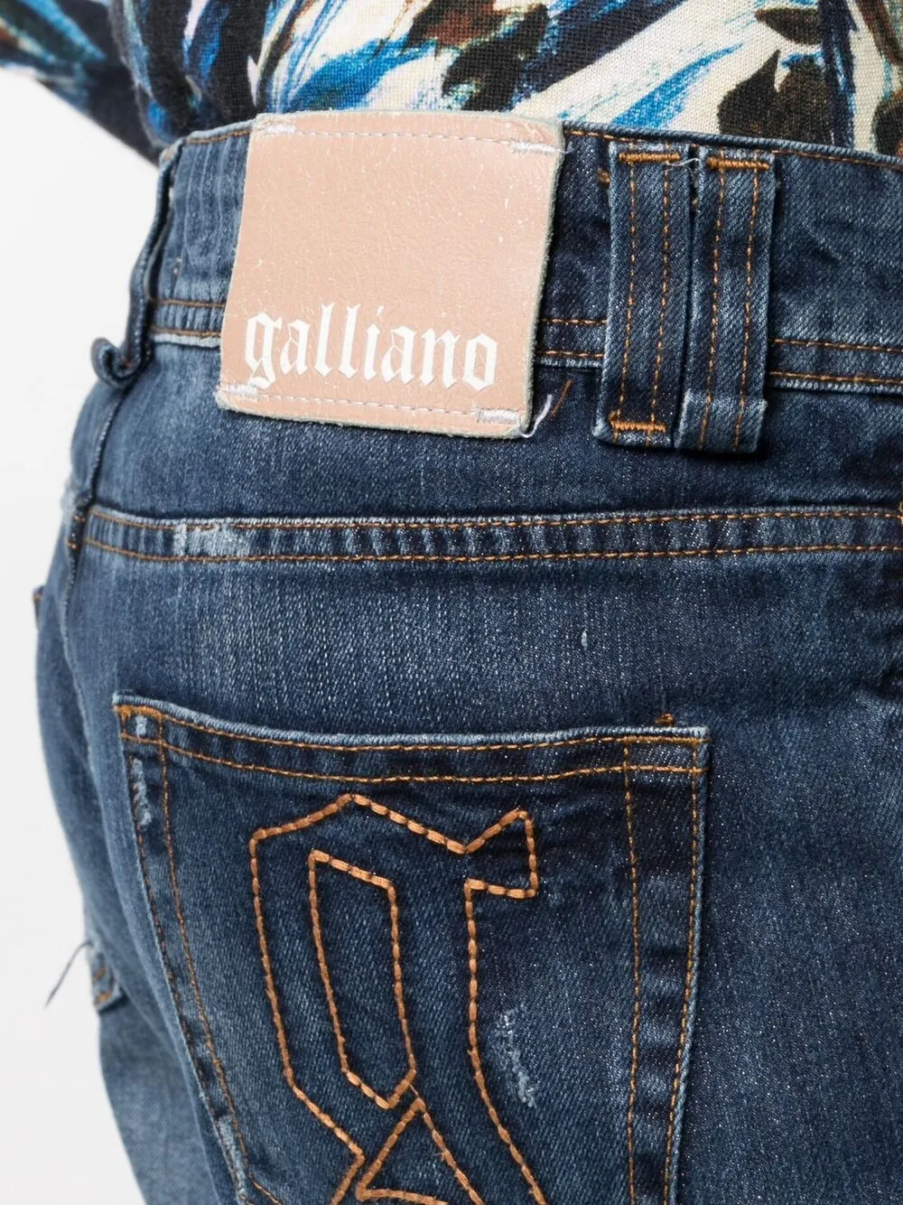 Pre-owned John Galliano 2000s Logo-embroidered Boyfriend Jeans In Blue