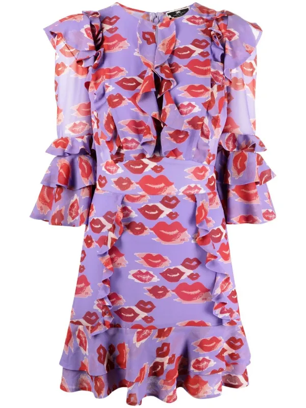 print ruffle dress