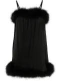 Saint Laurent feather-trim satin slip minidress - Black