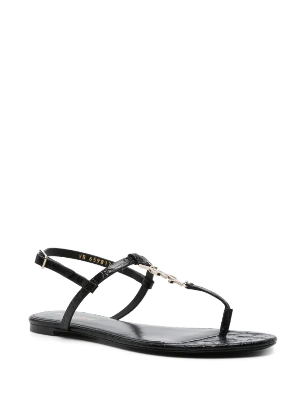 サンダル・ミュール SAINT LAURENT Women Sandals 782840AACGC 1000 BLACK XSL Flat Sandal | SAINT LAURENT | elysewalker