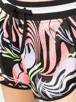 abstract-print mesh shorts展示图