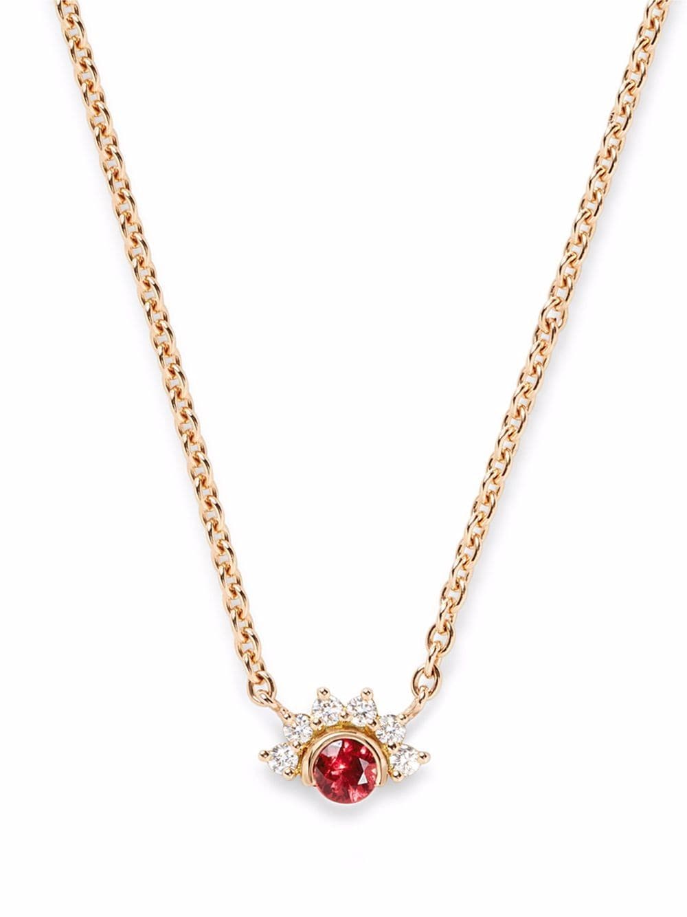 18kt yellow gold Mystic red spinel and diamond necklace