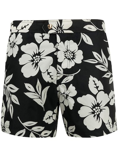 TOM FORD floral-print swim shorts black | MODES