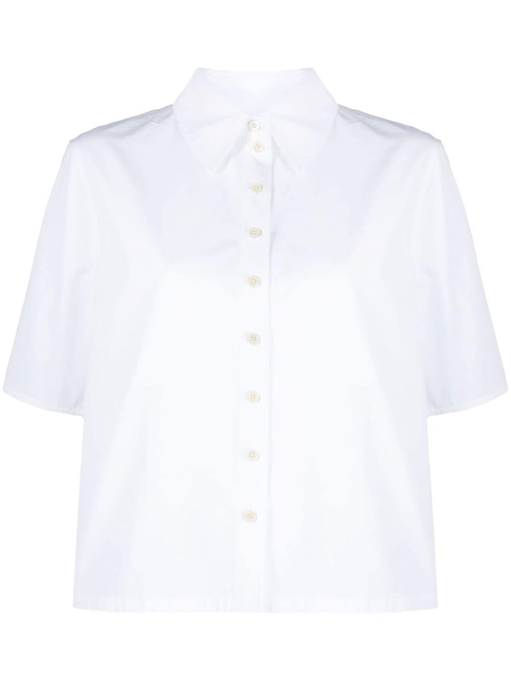 Jil Sander Pleated Back Short Sleeve Shirt In White