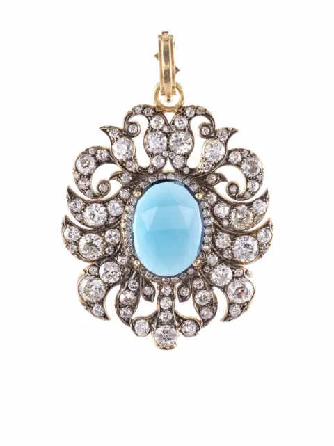 Sylva & Cie 18kt yellow gold topaz and diamond pendant