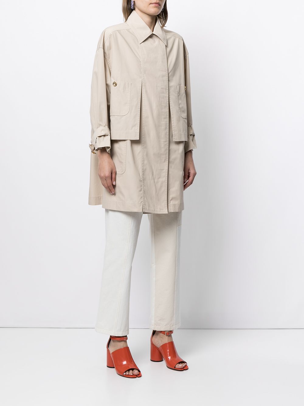 Pre-owned Chanel 1990s Double-breasted Trench Coat In Neutrals