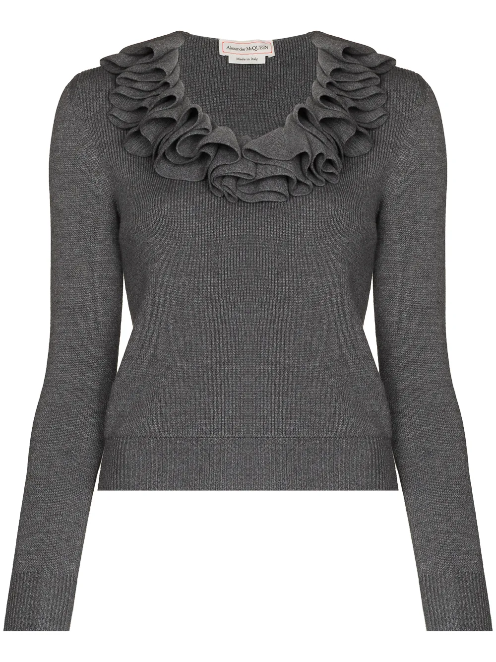 Image 1 of Alexander McQueen ruffle-detail scoop-neck jumper