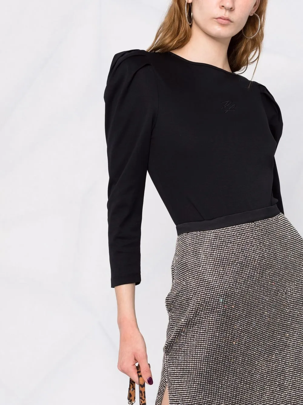 karl lagerfeld mercerized v字背连体紧身衣