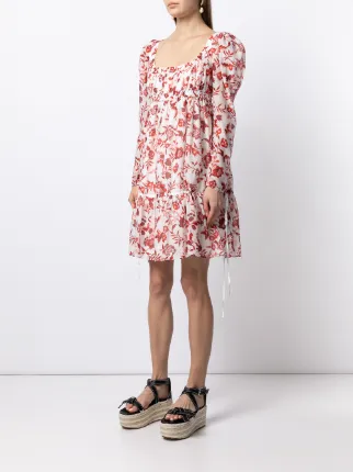 floral-print square-neck dress展示图