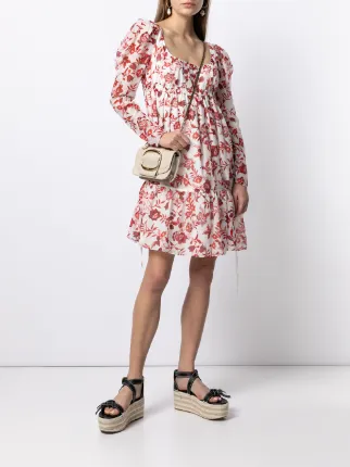 floral-print square-neck dress展示图