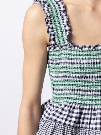 gingham-print off-shoulder top展示图