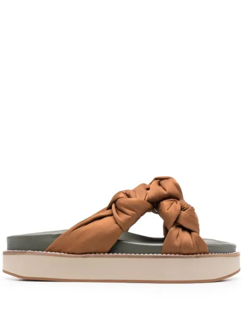 Black Croc Crossover Platform Sandals - Editorialist