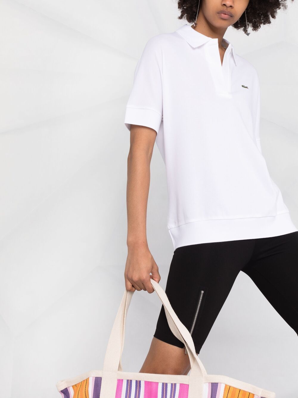 Shop Lacoste Logo Embroidered Polo Shirt In White