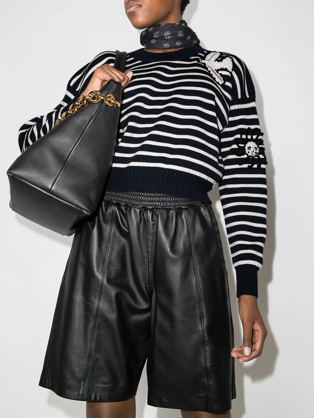Image 2 of Alexander McQueen crochet-patches horizontal-stripe jumper
