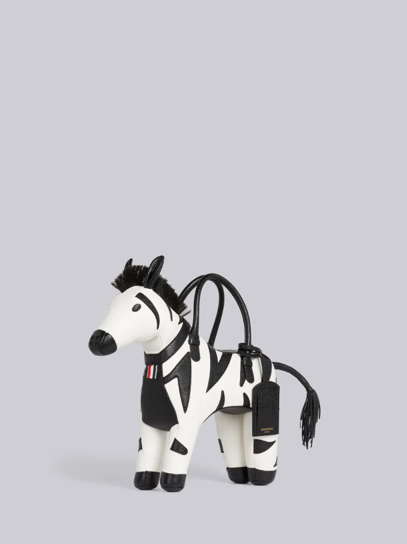 Black and White Pebble Grain Leather Zebra Bag | Thom Browne Official