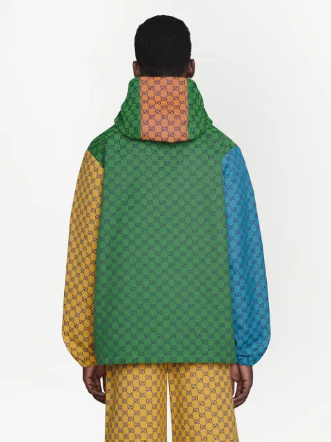 Shop Pink Blue Gucci Gg Multicolor Canvas Hooded Jacket With Express Delivery Farfetch