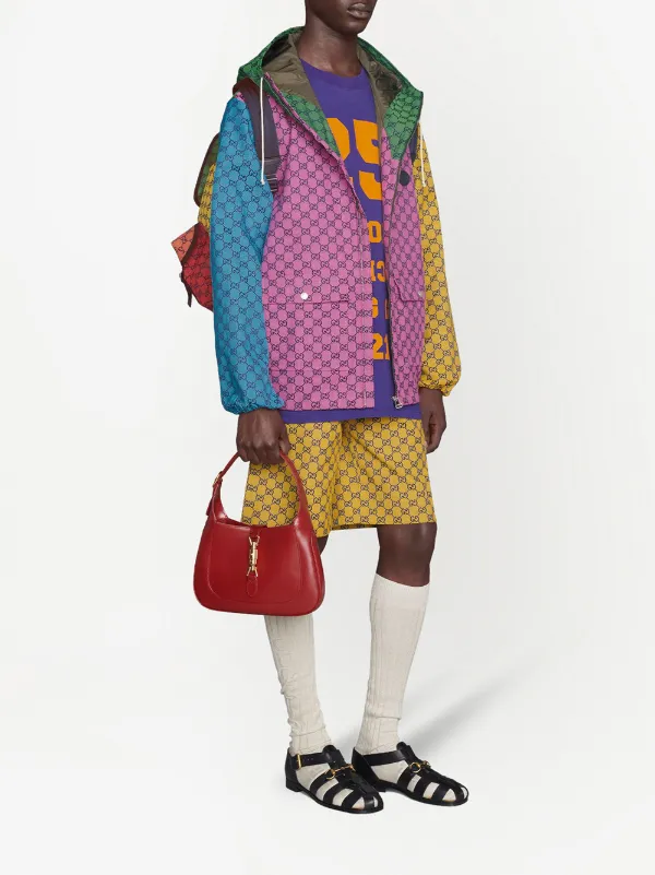 Shop Pink Blue Gucci Gg Multicolor Canvas Hooded Jacket With Express Delivery Farfetch