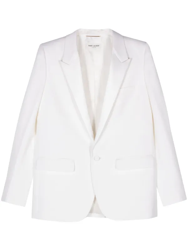 VIP【送料関税込】SAINT LAURENT WOOL SINGLE-BREASTED JACKET Saint Laurent single-breasted Tuxedo Jacket | White | FARFETCH