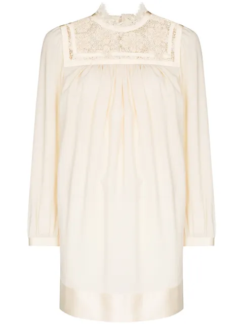 Saint Laurent robe courte à broderie anglaise
