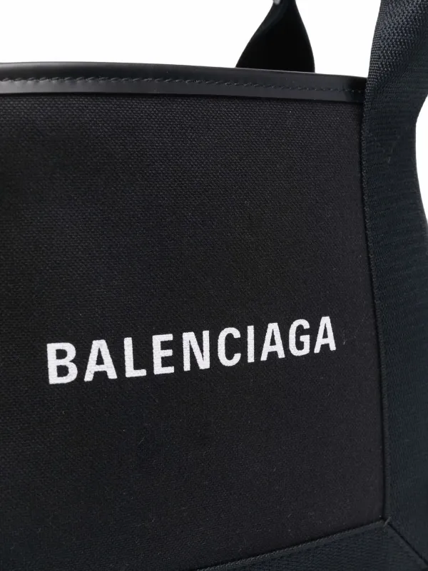 BALENCIAGA Cabas small leather-trimmed canvas tote, Women's