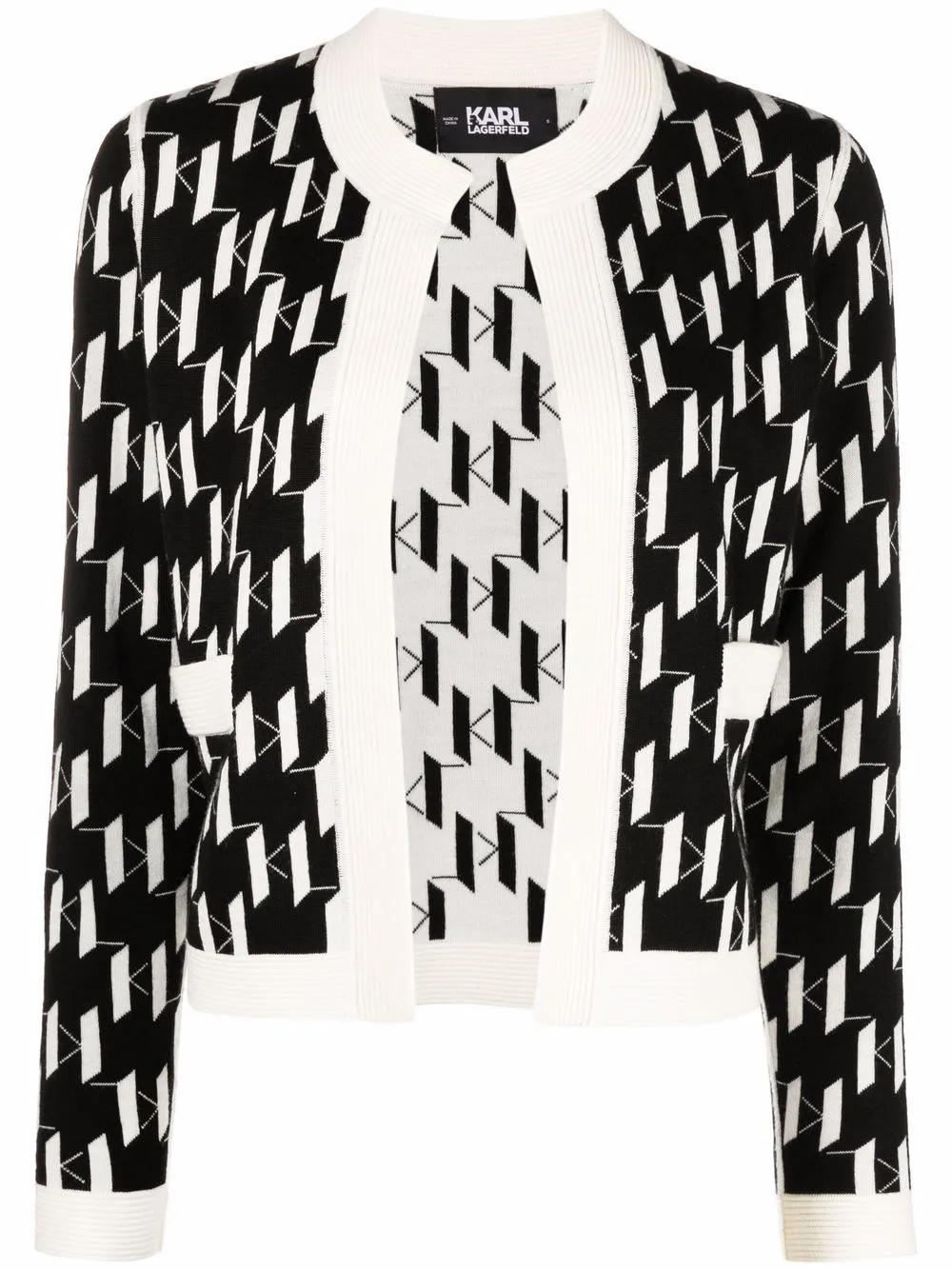 

Karl Lagerfeld monogram-print knitted cardigan - Black