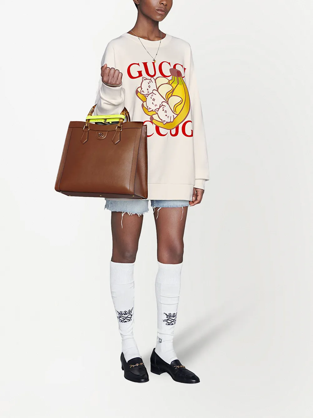 Gucci x Bananya Mirrored Logo Print Sweatshirt - Farfetch