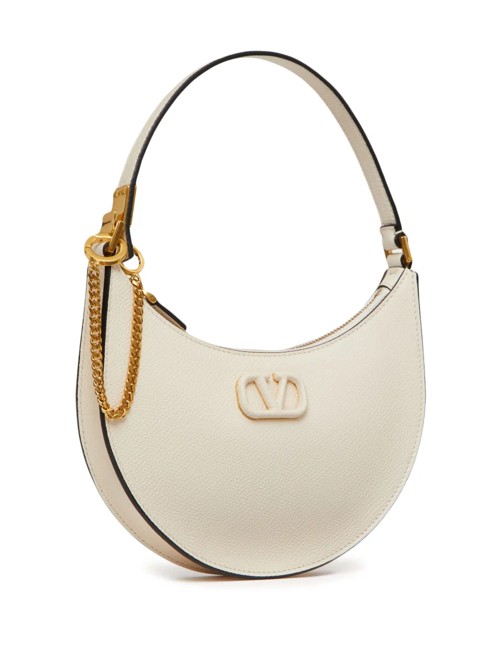 Valentino Garavani V-Ring Shoulder Bag White Grey Leather New $2875