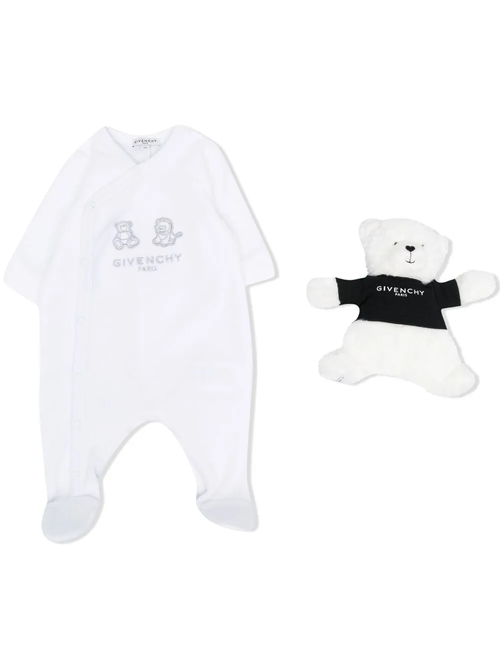 

Givenchy Kids pijama con bordado de animales - Blanco