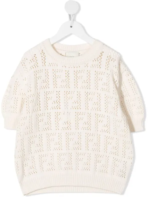 Fendi Kids FF-logo open-knit top