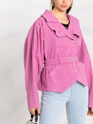 ruffle-collar belted jacket展示图