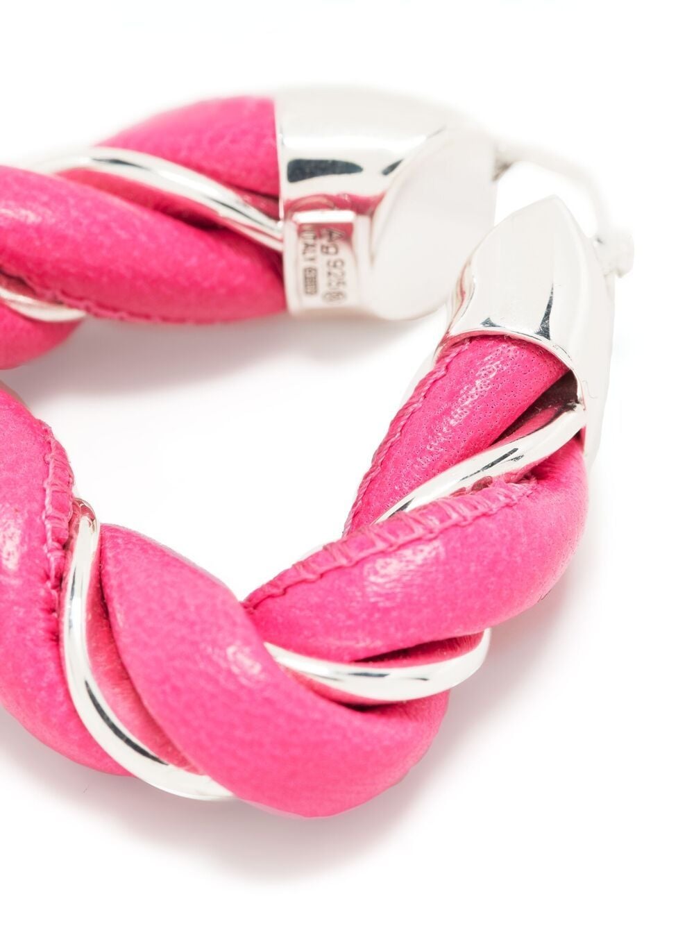 Shop Bottega Veneta Twisted Hoop Earrings In Pink