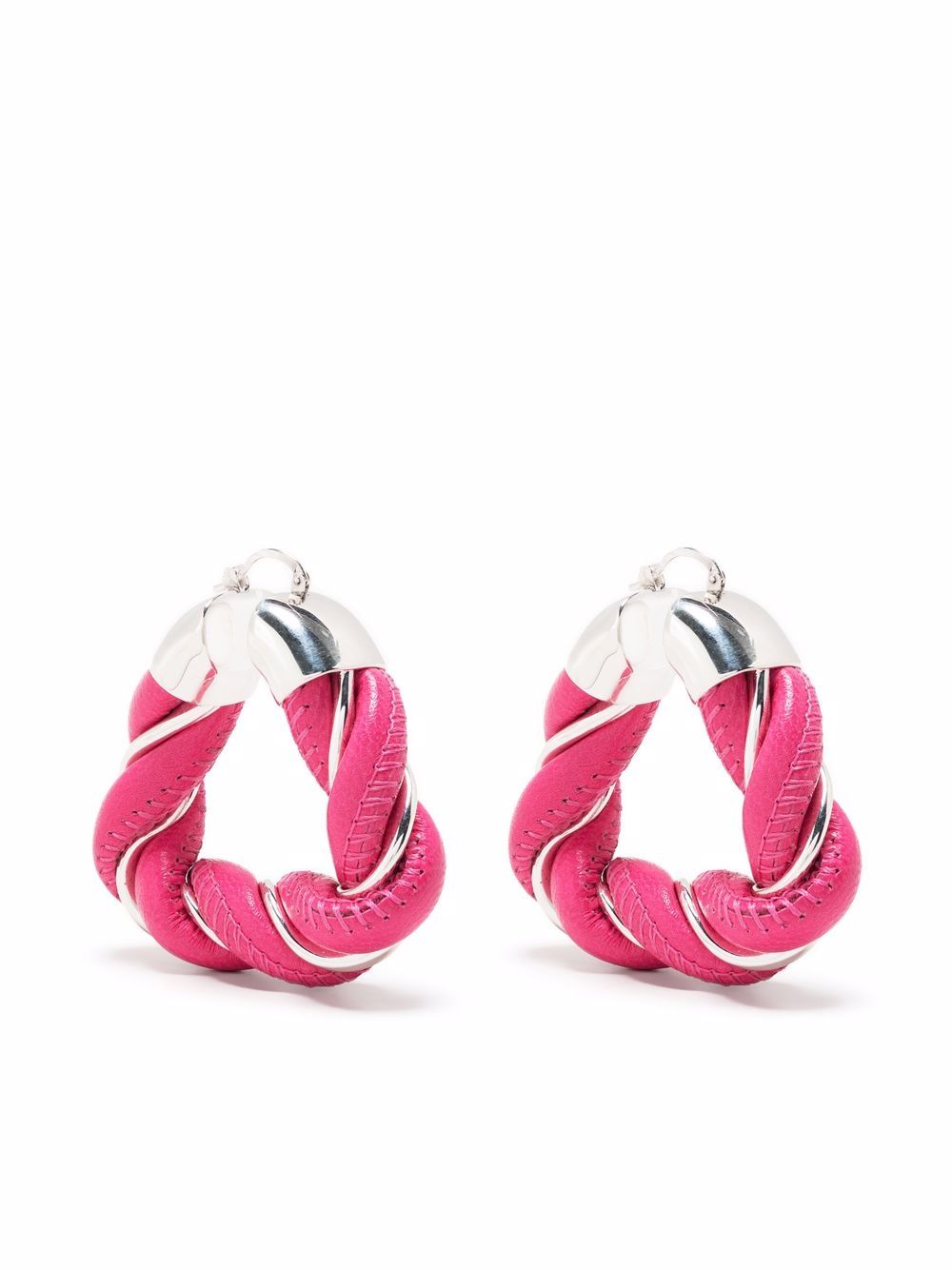 Shop Bottega Veneta Twisted Hoop Earrings In Pink