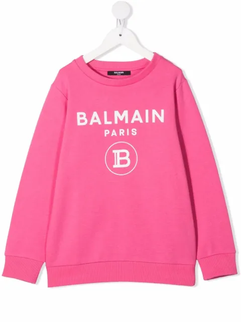 pink Balmain Kids logo-print sweatshirt 