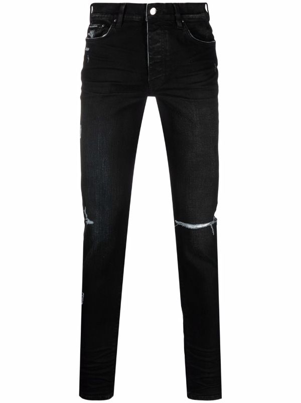 black skinny jeans with slits in knees