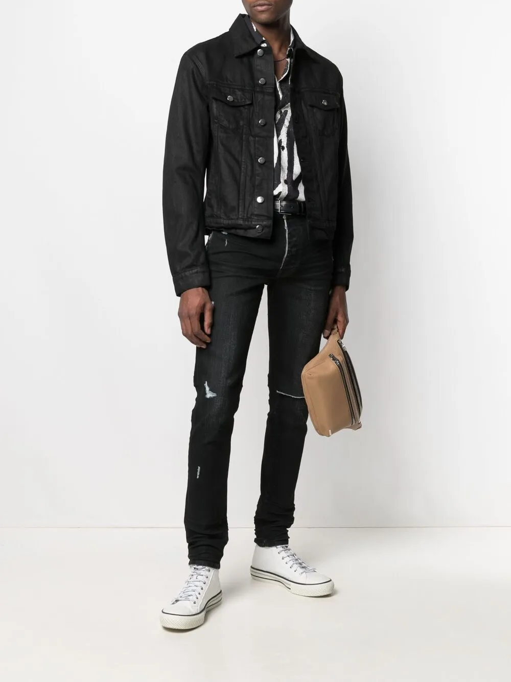фото Amiri вощеная джинсовая куртка