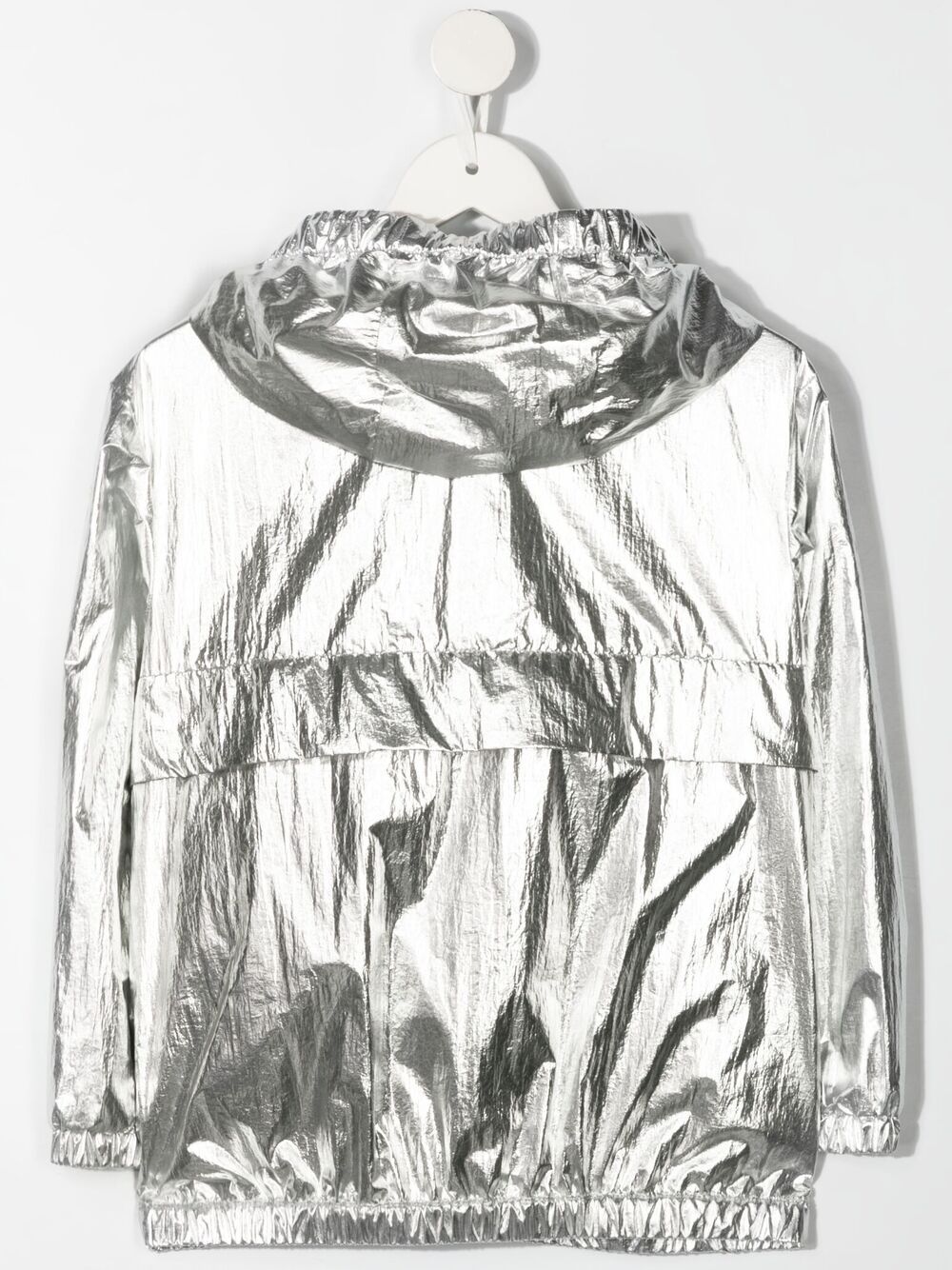 Shop Moncler Metallic Logo-print Hooded Jacket In Grey