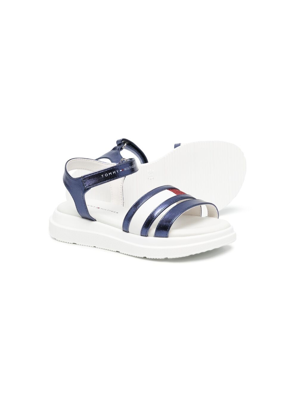 Shop Tommy Hilfiger Junior Strappy Open-toe Sandals In Blue