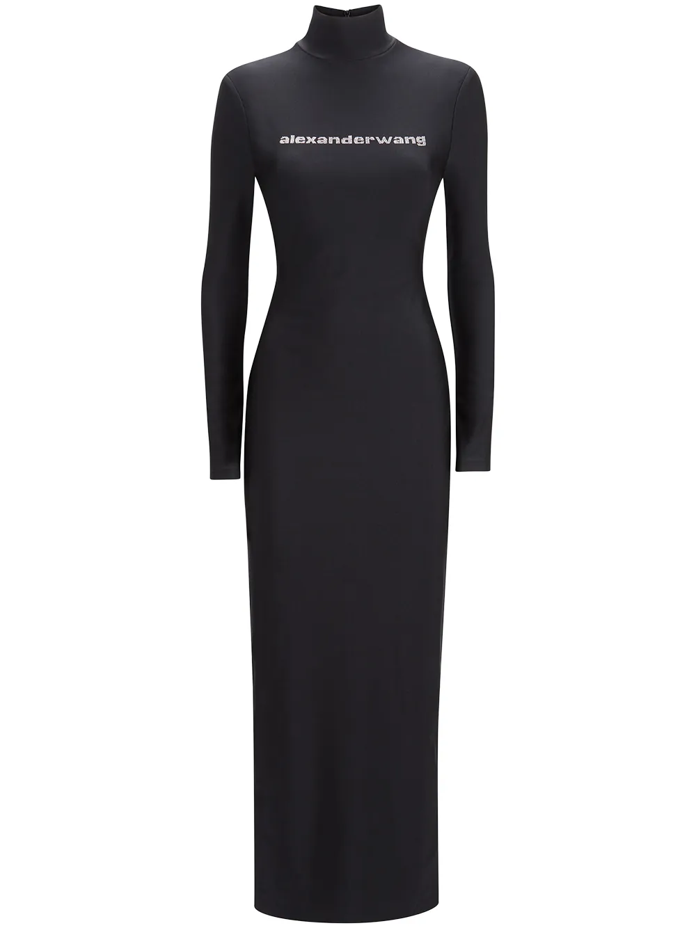 Image 1 of Alexander Wang crystal-logo long-sleeve maxi dress