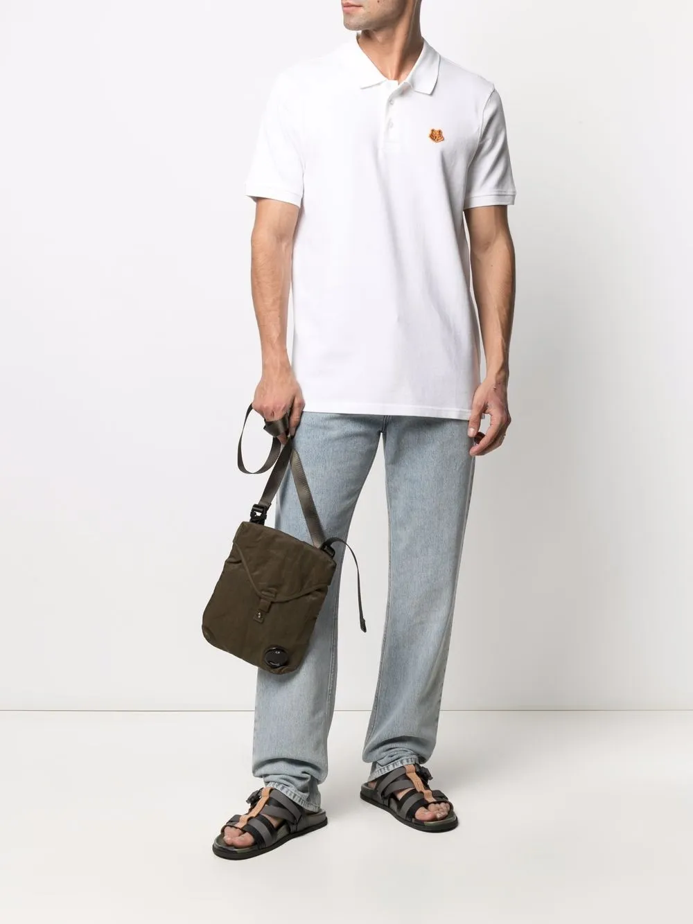 фото Kenzo рубашка поло с нашивкой tiger и короткими рукавами