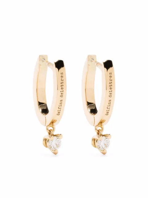 Delfina Delettrez aretes huggie en oro amarillo de 18kt con diamantes