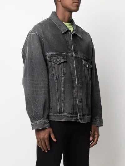 smiley-face print denim jacket 