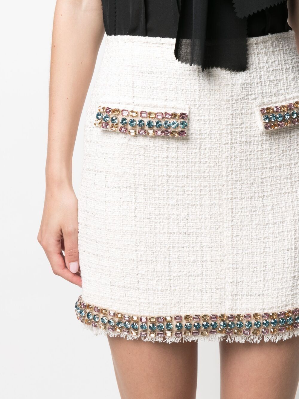 фото Blumarine декорированная твидовая юбка