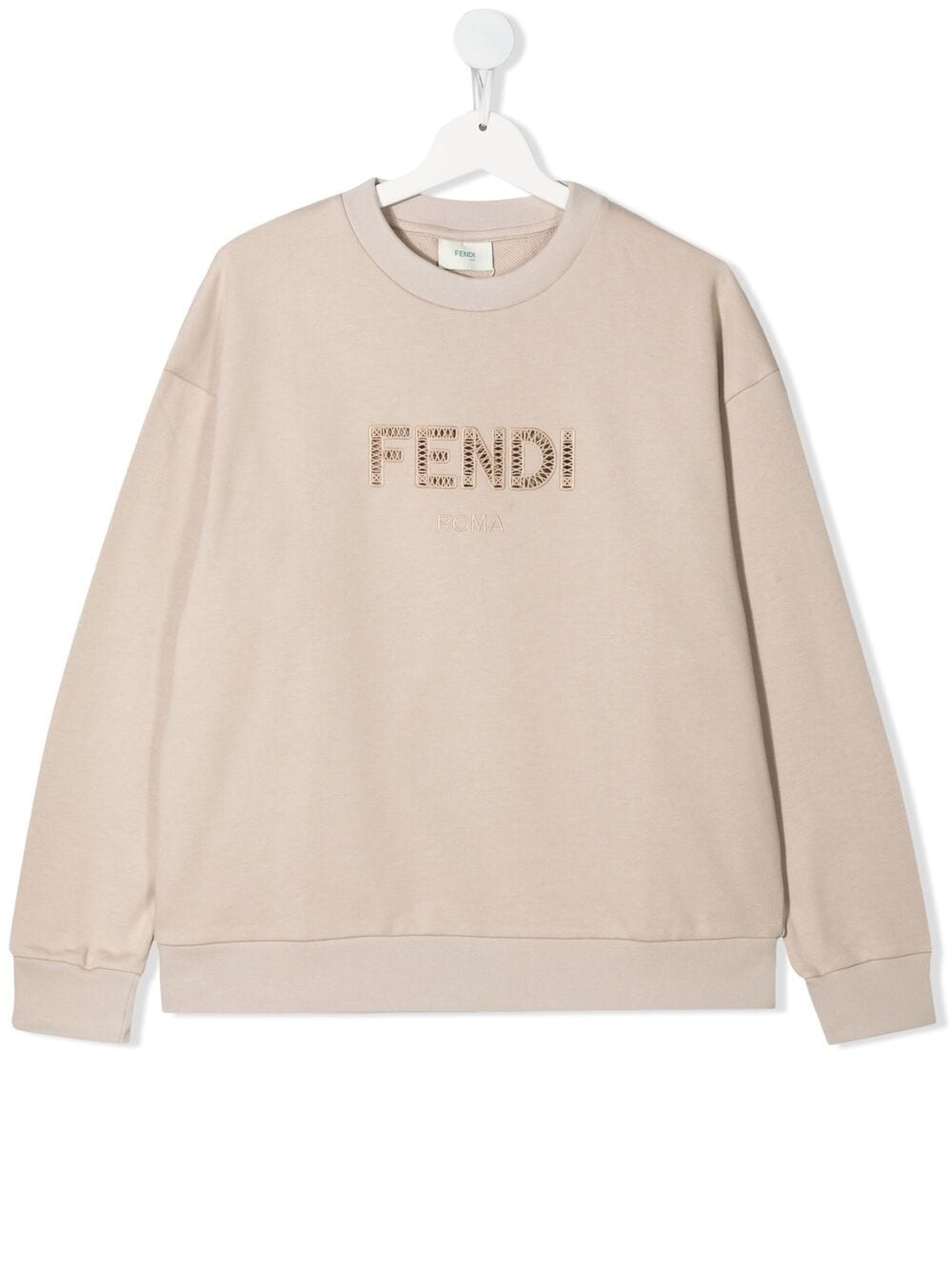 Fendi Teen Logo Lettering Sweatshirt In Neutrals