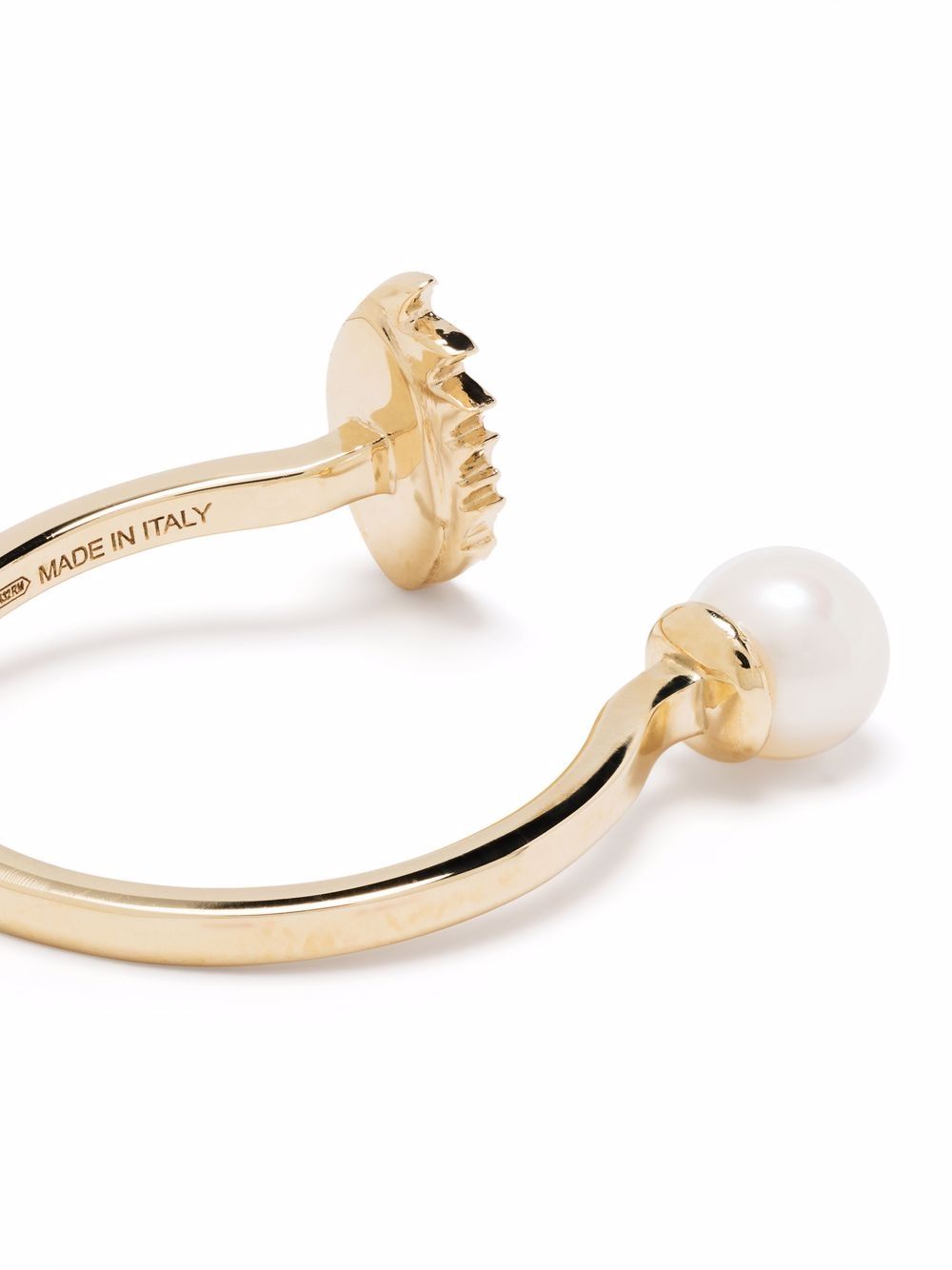 Shop Delfina Delettrez 9kt Yellow Gold Micro-eye Piercing Sapphire And Pearl Ring In 金色
