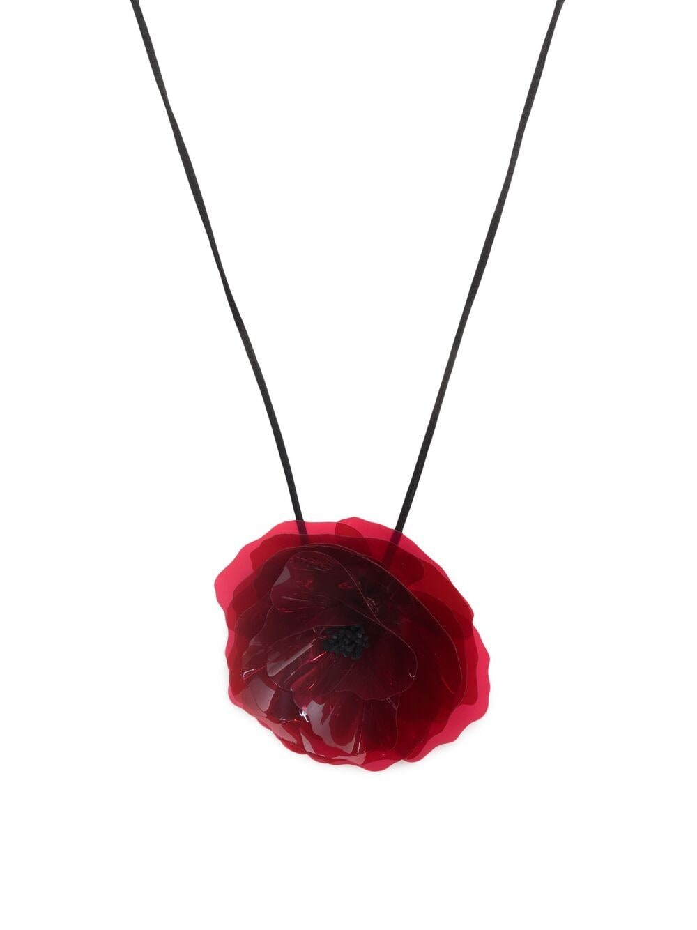 Saint Laurent Floral-pendant Necklace In Red