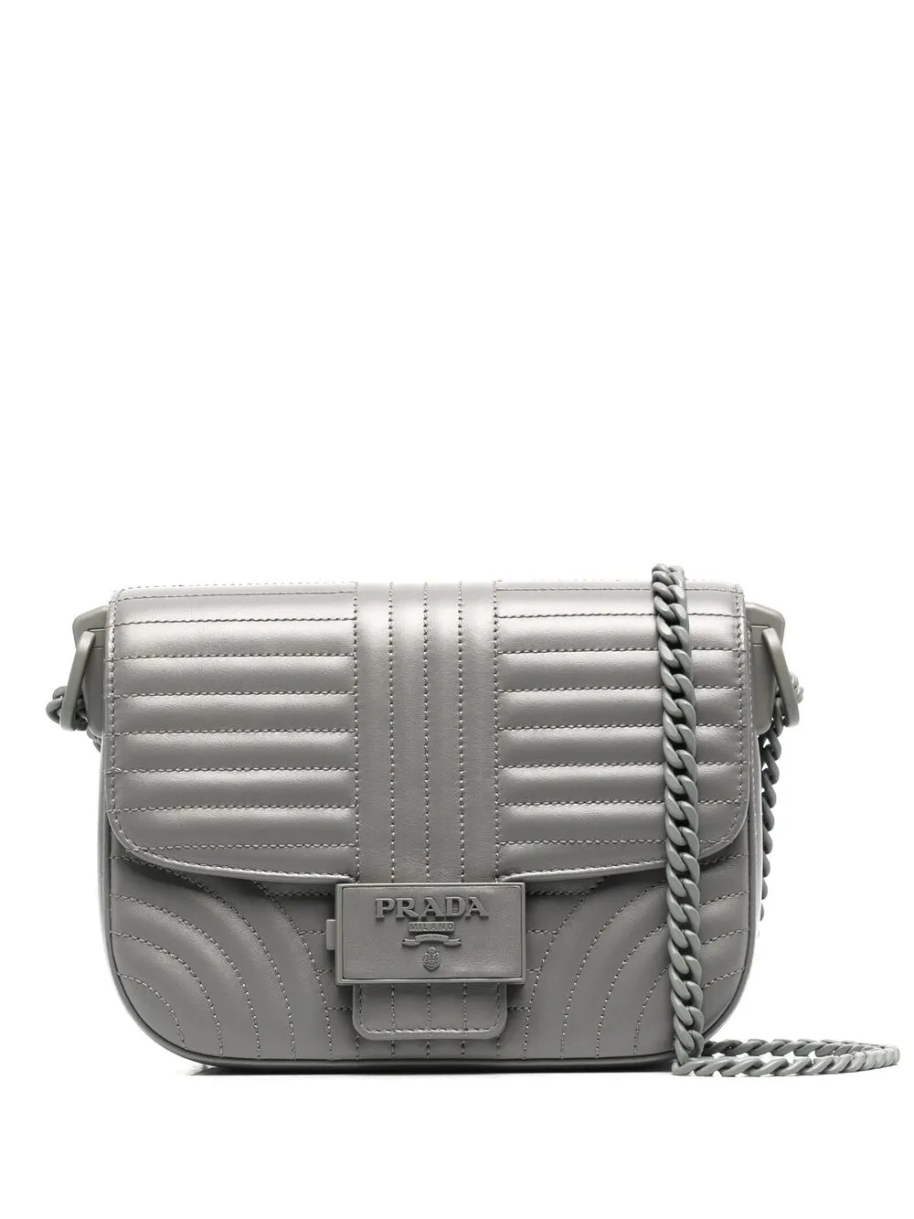 Prada Diagramme Leather Shoulder Bag In Grau ModeSens