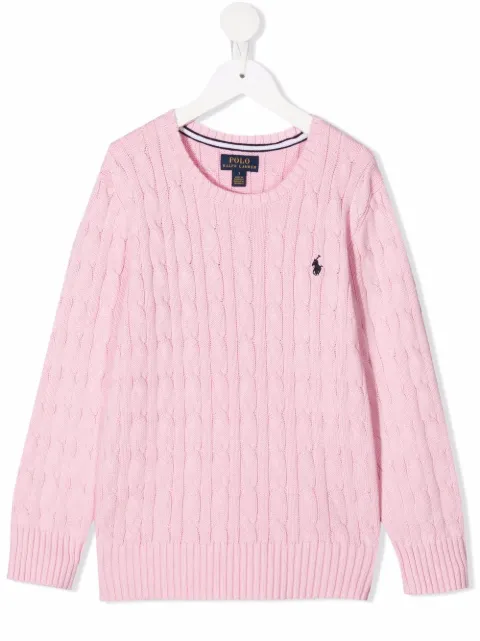 POLO RALPH LAUREN KIDS sweater i kabelstrik med rund hals